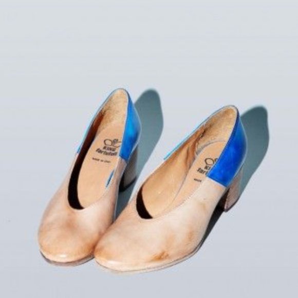 King Tartufoli Blue/Brown Leather 2-Inch Heels - Great Condition with 1 … - Picture 3 of 7